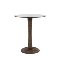 BOOGIE Table D'appoint Ronde En Verre Et Bois De Manguier ø60cm