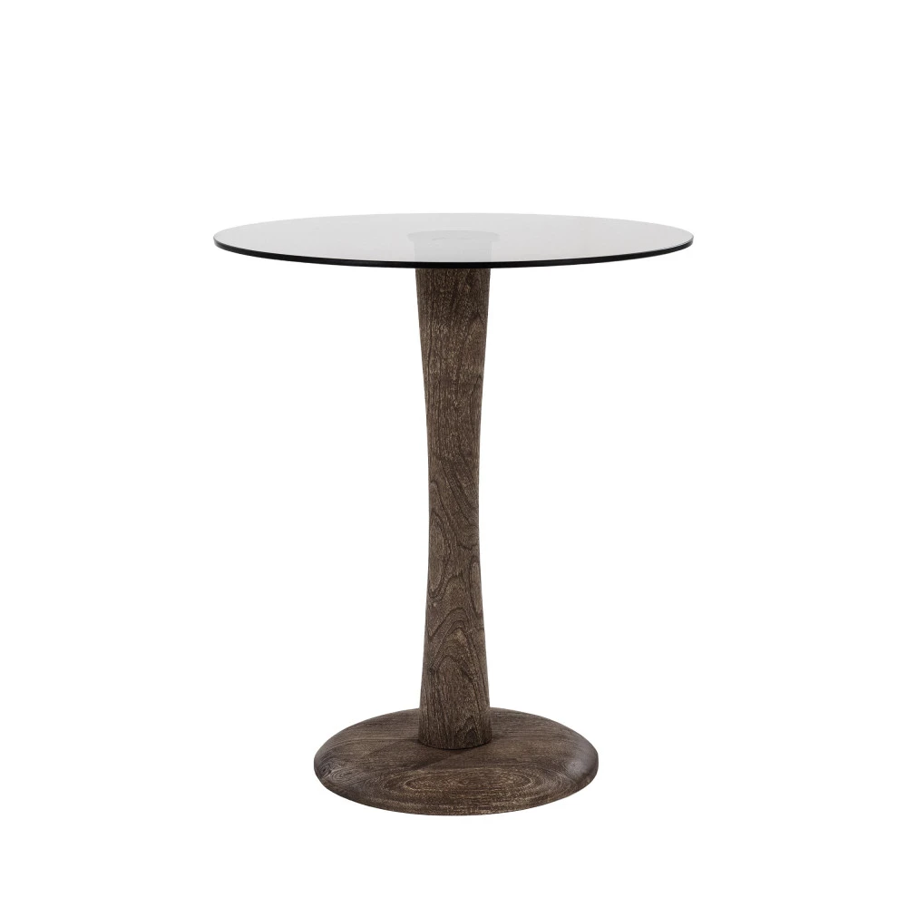BOOGIE Table D'appoint Ronde En Verre Et Bois De Manguier ø60cm 3 BOOGIE Table D'appoint Ronde En Verre Et Bois De Manguier ø60cm