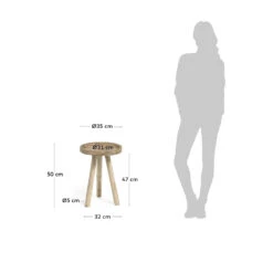 GLENDA Table D'appoint Ronde En Teck ø35cm -Meubles Soldes Magasin table d appoint ronde teck o35cm kave home glenda 6
