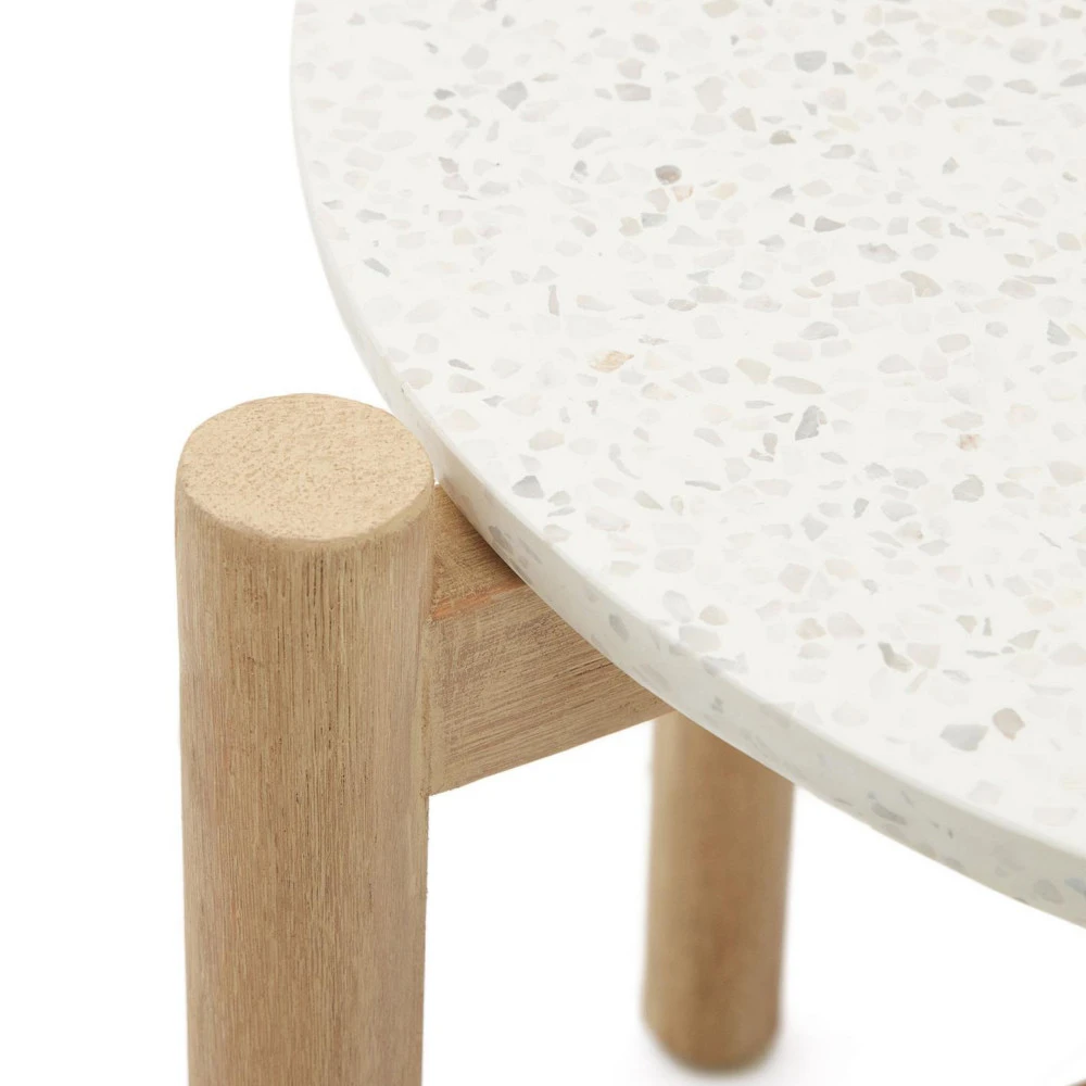 POLA Table D'appoint En Terrazzo Et Bois Massif ø54,5cm 4 POLA Table D'appoint En Terrazzo Et Bois Massif ø54,5cm – Image 2