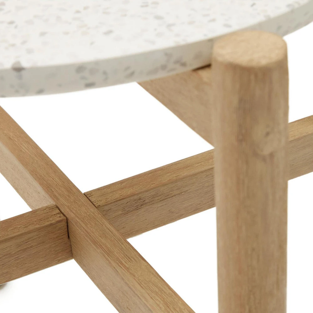 POLA Table D'appoint En Terrazzo Et Bois Massif ø54,5cm 5 POLA Table D'appoint En Terrazzo Et Bois Massif ø54,5cm – Image 3