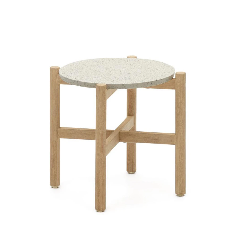 POLA Table D'appoint En Terrazzo Et Bois Massif ø54,5cm 3 POLA Table D'appoint En Terrazzo Et Bois Massif ø54,5cm