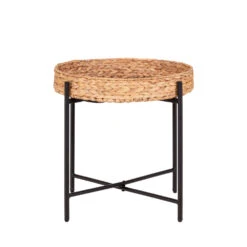 NARO Table D’appoint En Jacinthe D’eau Et Métal ø50cm