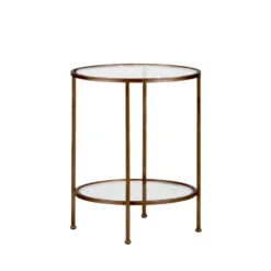 GODDESS Table D'appoint Ronde En Métal Et Verre ø46cm