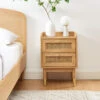 BOMBONG Table De Chevet 2 Tiroirs En Bois Et Cannage