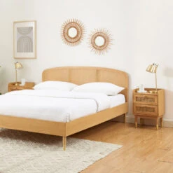 BOMBONG Table De Chevet 2 Tiroirs En Bois Et Cannage -Meubles Soldes Magasin table de chevet 2 tiroirs bois cannage bombong 7