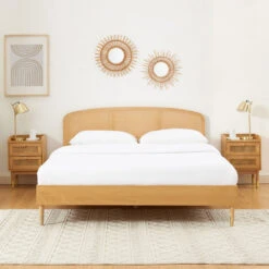 BOMBONG Table De Chevet 2 Tiroirs En Bois Et Cannage -Meubles Soldes Magasin table de chevet 2 tiroirs bois cannage bombong 8