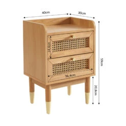 BOMBONG Table De Chevet 2 Tiroirs En Bois Et Cannage -Meubles Soldes Magasin table de chevet 2 tiroirs bois cannage bombong 9