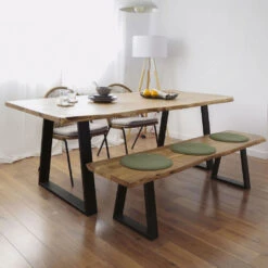 ALAIA Table à Manger En Bois D’acacia Et Métal 180x90cm -Meubles Soldes Magasin table manger bois acacia metal 180x90cm kave home alaia 9