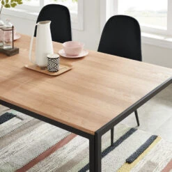 TUZI Table à Manger Plaquée Frêne Et Métal 180 X 90 Cm -Meubles Soldes Magasin table manger bois metal 180x90 cm tuzi 3