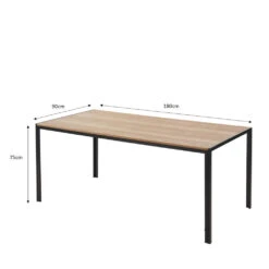 TUZI Table à Manger Plaquée Frêne Et Métal 180 X 90 Cm -Meubles Soldes Magasin table manger bois metal 180x90 cm tuzi 4