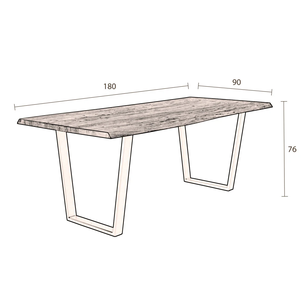 AKA Table à Manger En Bois Et Métal 180x90cm 11 AKA Table à Manger En Bois Et Métal 180x90cm – Image 9