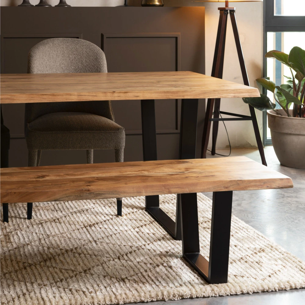 AKA Table à Manger En Bois Et Métal 200x90cm 3 AKA Table à Manger En Bois Et Métal 200x90cm