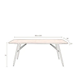 ROGER Table à Manger En Bois Et Métal 200x90cm -Meubles Soldes Magasin table manger bois metal 200x90cm dutchbone roger 6