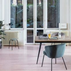 RHOMBIC Table à Manger En Bois De Teck Recyclé Et Métal 220x90cm