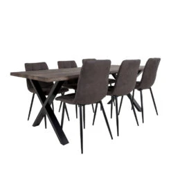 TOULON Table à Manger En Bois Et Métal 200x95cm -Meubles Soldes Magasin table manger bois metal house nordic toulon 9