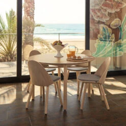 JUNCO Table à Manger Ronde En Bois ø120cm