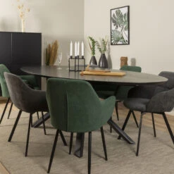 COX Table à Manger Ovale En Bois Et Métal -Meubles Soldes Magasin table manger ovale bois metal tenzo cox 6