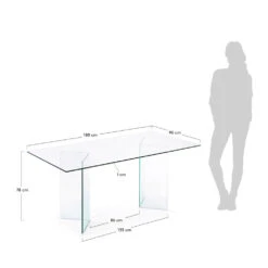 BURANO Table à Manger En Verre 180x90cm -Meubles Soldes Magasin table manger verre 180x90 cm burano 2