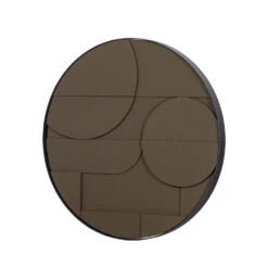 FIONA Tableau Rond Contemporain -Meubles Soldes Magasin tableau rond contemporain marron woood fiona 2