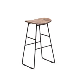 KABAYAN Tabouret De Bar 72cm En Métal Et Teck Recyclé