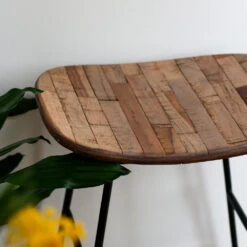 KABAYAN Tabouret De Bar 72cm En Métal Et Teck Recyclé -Meubles Soldes Magasin tabouret bar 72cm metal teck recycle drawer kabayan 3