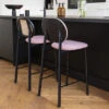 SPIKE Tabouret De Bar En Tissu Et Cannage 65cm -Meubles Soldes Magasin tabouret bar tissu cannage 65cm zuiver spike