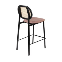SPIKE Tabouret De Bar En Tissu Et Cannage 65cm -Meubles Soldes Magasin tabouret bar tissu cannage 65cm zuiver spike 4