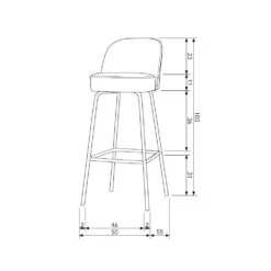 VOGUE Tabouret De Bar En Velours 80cm -Meubles Soldes Magasin tabouret bar velours 80cm bepurehome vogue 2