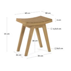 VICENTINA Tabouret En Bois De Teck H46cm -Meubles Soldes Magasin tabouret bois teck h46cm kave home vicentina 5