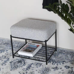 MILOU Tabouret Rectangulaire En Tissu Et Métal -Meubles Soldes Magasin tabouret rectangulaire tissu metal milou 8