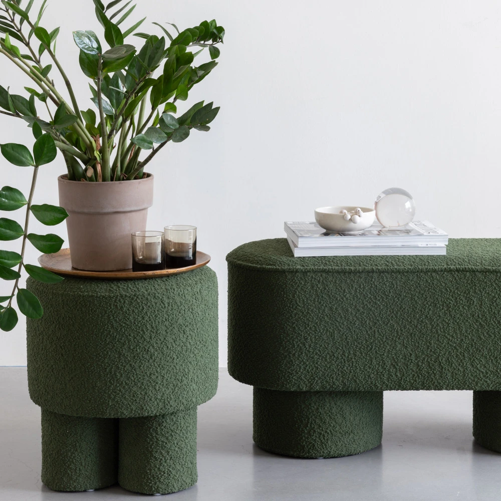 MARCOS Tabouret Rond En Tissu Bouclette ø40cm 3 MARCOS Tabouret Rond En Tissu Bouclette ø40cm