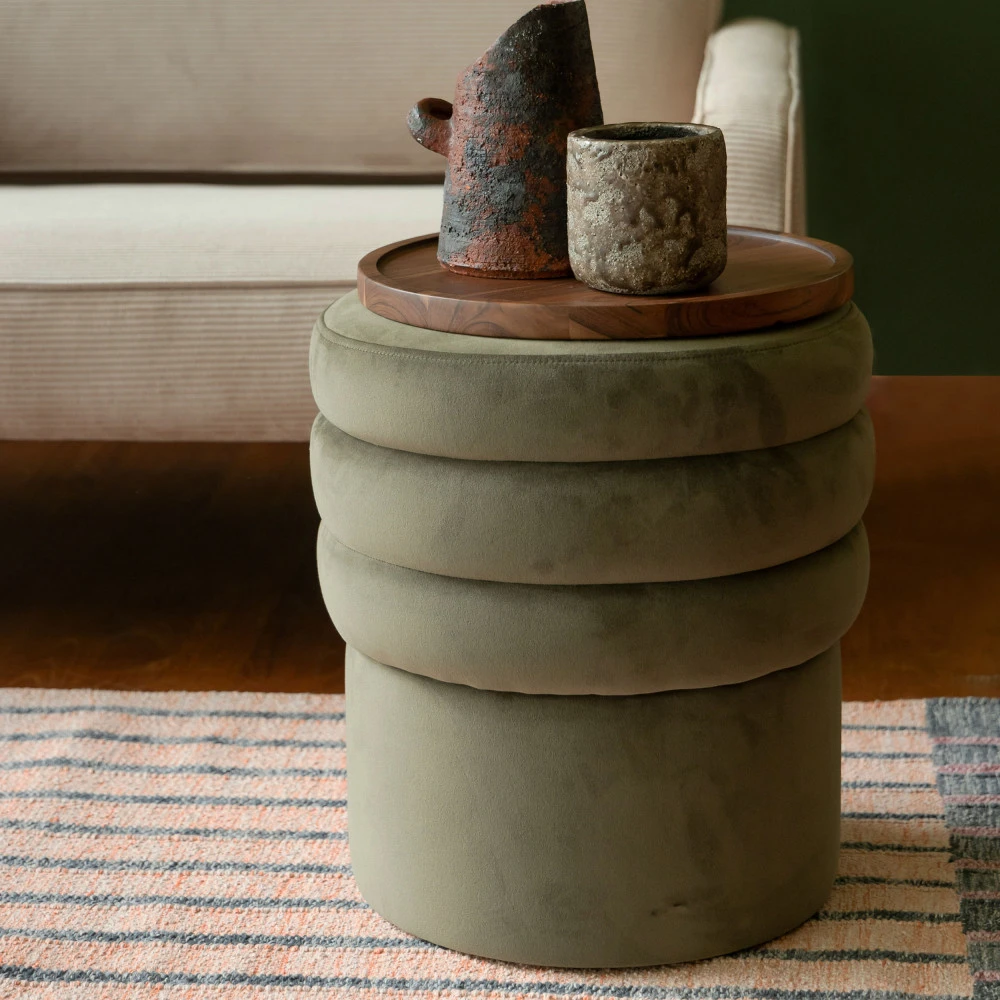 ADITI Tabouret Rond En Velours ø40cm 9 ADITI Tabouret Rond En Velours ø40cm – Image 7