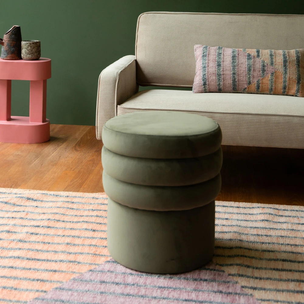 ADITI Tabouret Rond En Velours ø40cm 3 ADITI Tabouret Rond En Velours ø40cm