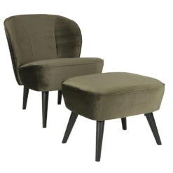 SARA Repose-pieds En Velours -Meubles Soldes Magasin tabouret velours sara 2