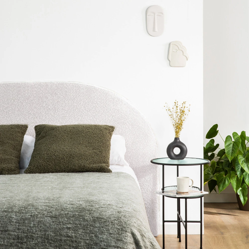 NOUSSA Tête De Lit En Tissu Bouclette Demi-lune L150cm 3 NOUSSA Tête De Lit En Tissu Bouclette Demi-lune L150cm