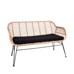 TRIESTE Banquette Indoor/outdoor Aspect Rotin Et Métal Avec Coussin -Meubles Soldes Magasin trieste banquette indoor outdoor aspect rotin metal house nordic 2
