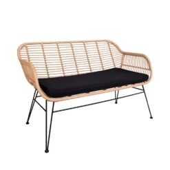TRIESTE Banquette Indoor/outdoor Aspect Rotin Et Métal Avec Coussin -Meubles Soldes Magasin trieste banquette indoor outdoor aspect rotin metal house nordic 3