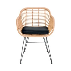 TRIESTE Lot De 2 Fauteuils Indoor/outdoor Aspect Rotin Et Métal Avec Coussin -Meubles Soldes Magasin trieste lot 2 fauteuils indoor outdoor aspect rotin metal house nordic 2