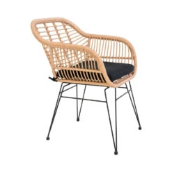 TRIESTE Lot De 2 Fauteuils Indoor/outdoor Aspect Rotin Et Métal Avec Coussin -Meubles Soldes Magasin trieste lot 2 fauteuils indoor outdoor aspect rotin metal house nordic 4