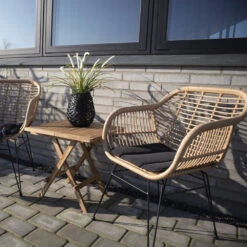 TRIESTE Lot De 2 Fauteuils Indoor/outdoor Aspect Rotin Et Métal Avec Coussin -Meubles Soldes Magasin trieste lot 2 fauteuils indoor outdoor aspect rotin metal house nordic 8