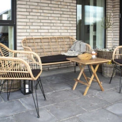 TRIESTE Lot De 2 Fauteuils Indoor/outdoor Aspect Rotin Et Métal Avec Coussin -Meubles Soldes Magasin trieste lot 2 fauteuils indoor outdoor aspect rotin metal house nordic 9