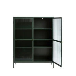 BJORN Vaisselier 2 Portes En Verre Strié Et Métal H140cm -Meubles Soldes Magasin vaisselier 2 portes verre strie metal h140cm bjorn 4