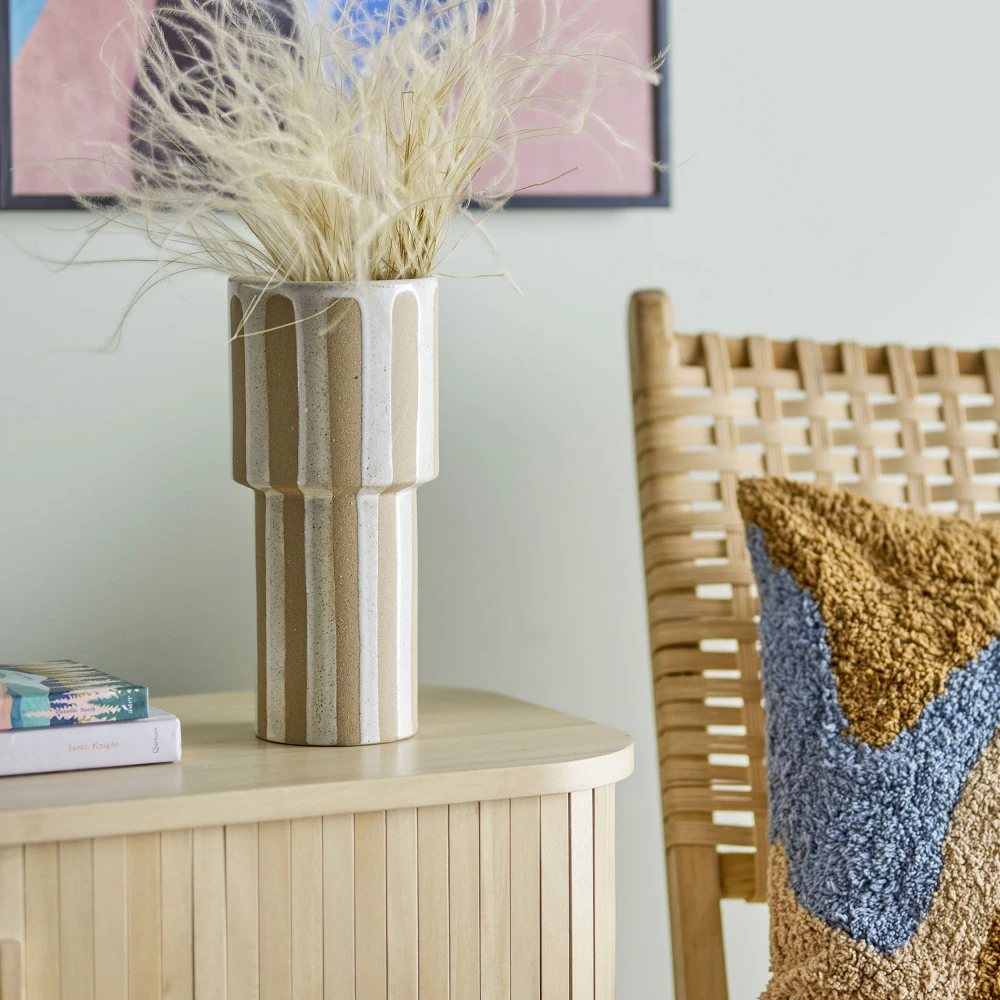 AWAH Vase En Grès à Rayures 3 AWAH Vase En Grès à Rayures