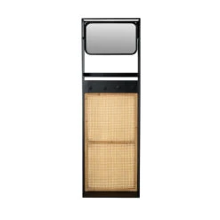 LANGRES Vestiaire D'entrée Avec Miroir En Métal Et Cannage -Meubles Soldes Magasin vestiaire d entree avec miroir en metal et cannage dutchbone langres 3