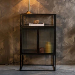 BOLI Vitrine 2 Portes En Métal Et Verre Trempé 105x65cm