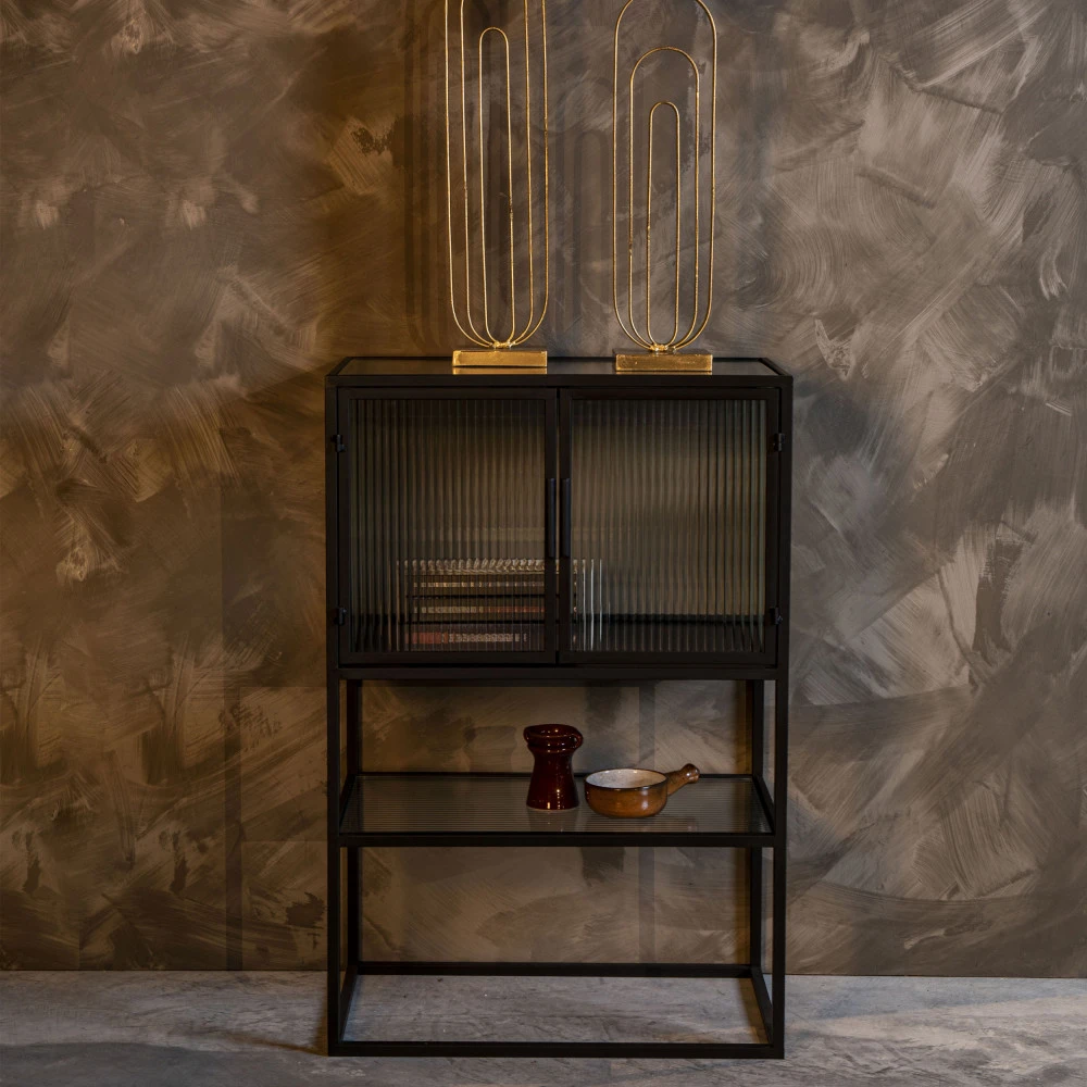 BOLI Vitrine 2 Portes En Métal Et Verre Trempé 90x60cm 3 BOLI Vitrine 2 Portes En Métal Et Verre Trempé 90x60cm