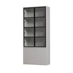 BASIC Vitrine 4 Portes En Bois Et Métal H230cm -Meubles Soldes Magasin vitrine 4 portes bois metal h230cm vtwonen basic 2