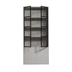 BASIC Vitrine 4 Portes En Bois Et Métal H230cm -Meubles Soldes Magasin vitrine 4 portes bois metal h230cm vtwonen basic 4