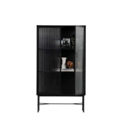 ZION Vitrine En Métal Et Verre Strié -Meubles Soldes Magasin vitrine metal verre strie woood zion 3